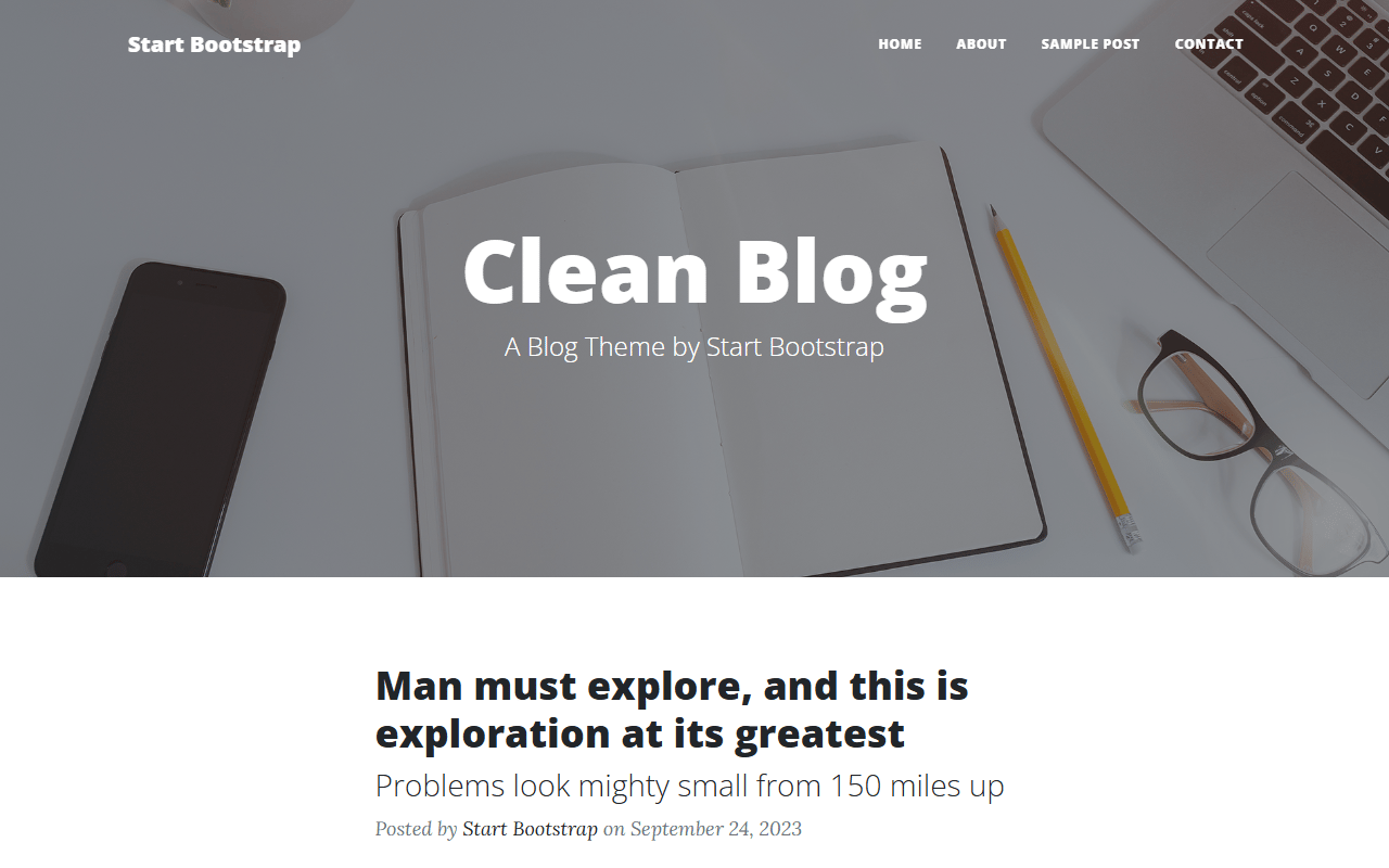 Clean Blog 샘플 미리보기