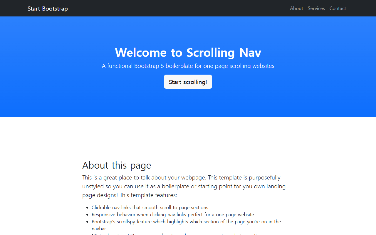 Scrolling Nav 샘플 미리보기